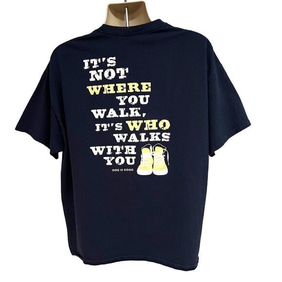 Gildan Dog is Good Mens Navy Blue Double Graphic T-Shirt 2XL Unisex Animal Print - Picture 2 of 8